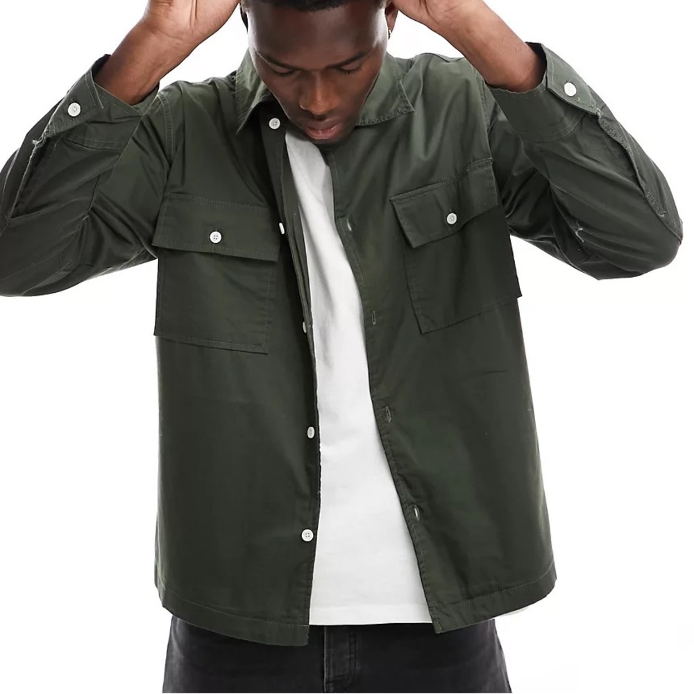 PacSun Cotton Twill Workwear Button Up Shirt in Large
